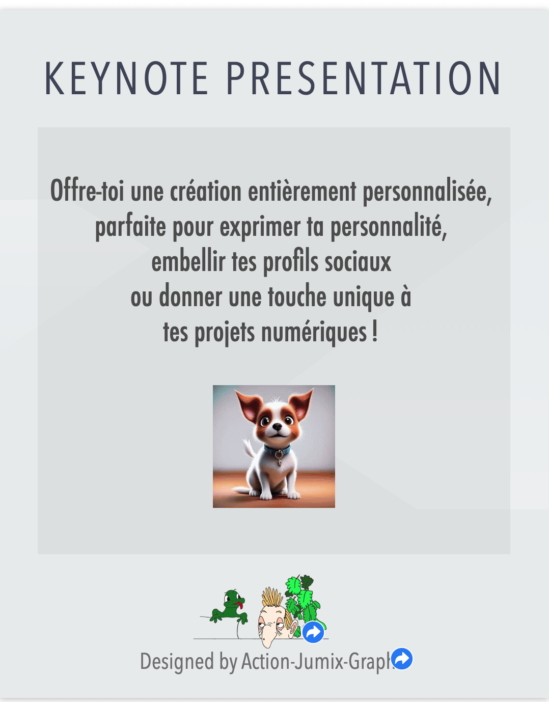 Présentation Keynote illustrée par Théo Jumix – slide 2, mise en page originale