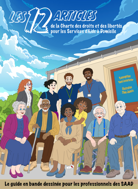 Couverture de la bande dessinée sur les 12 articles de la Charte des droits et libertés en SAAD